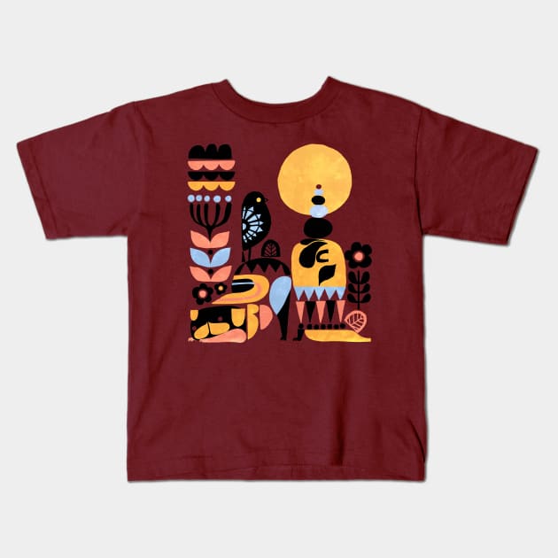 Scandinavian Pug Yoga Kids T-Shirt by huebucket
